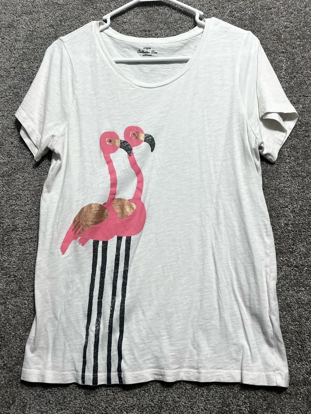 J Crew Collectors Tee Woman’s Short Sleeve Flamingo Tee Shirt Size Large